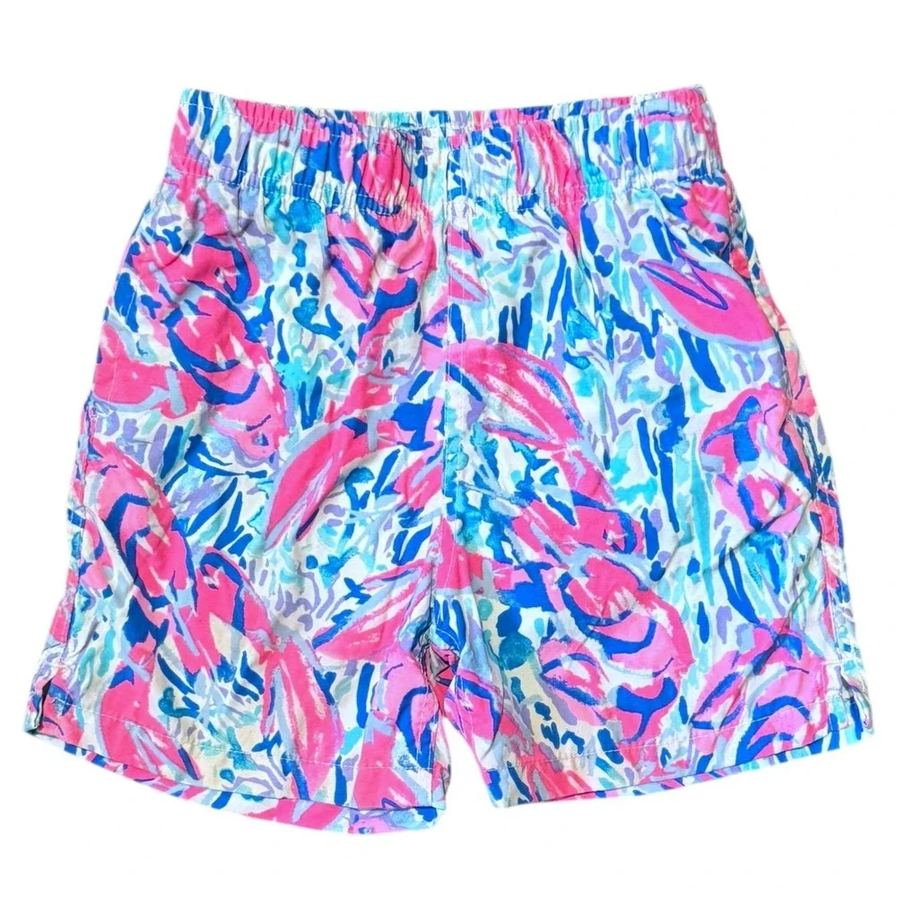 Lilly Pulitzer‎ Boys Size M 6-7 Junior Capri Swim Trunks Youth Pink Blue Shorts